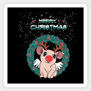 Christmas sweater pig and reindeer snow Sticker